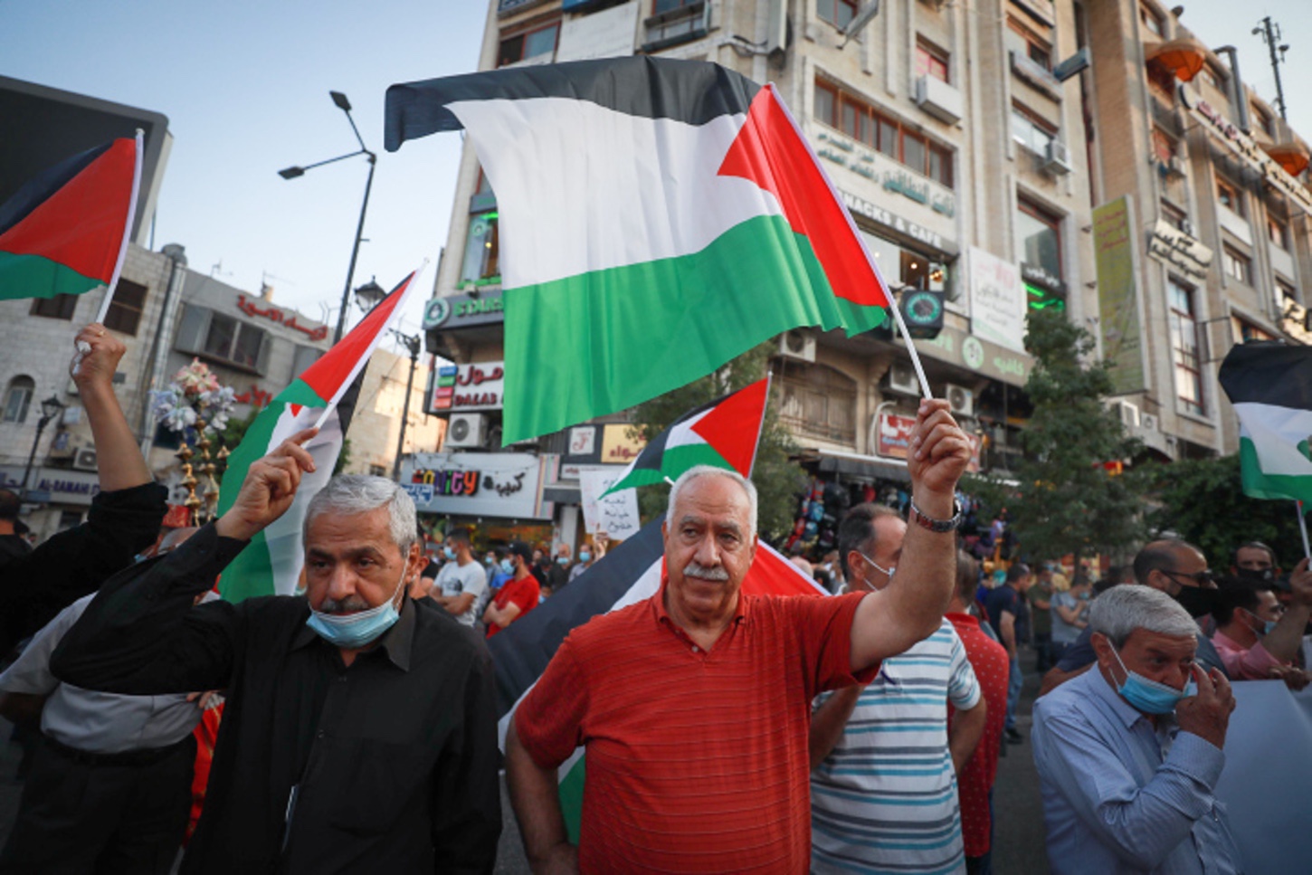 Palestinians in Ramallah protest against the Normalization Agreements between Israel UAE and Bahrain