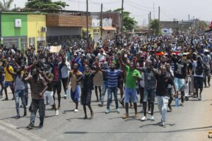 Young Angolans protest for better living conditions in the capital Luanda in 2020. EFE-EPA