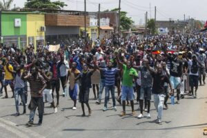 Young Angolans protest for better living conditions in the capital Luanda in 2020. EFE-EPA