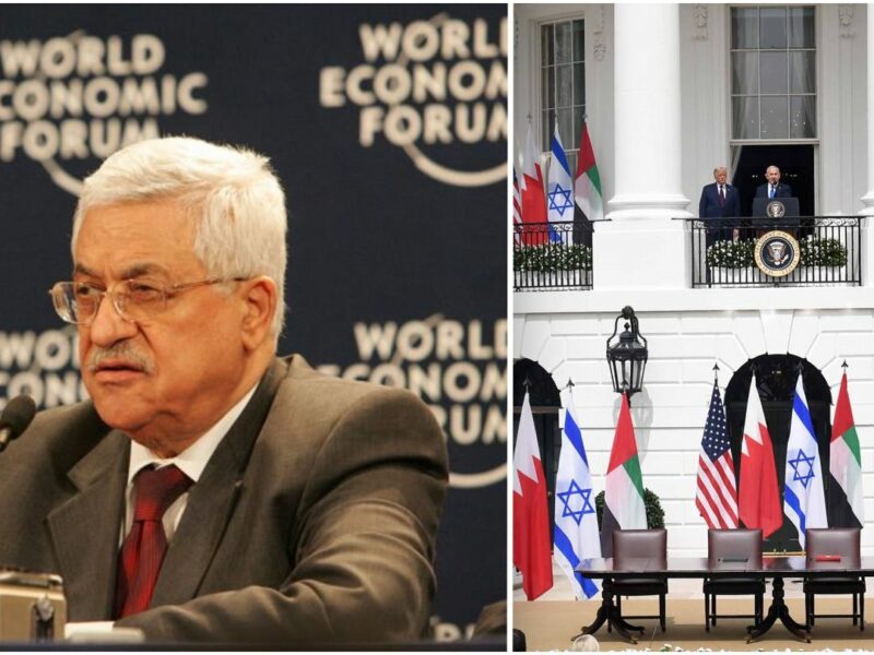 Palestinian President Mahmoud Abbas, Commons; Signing of Abraham Accords, White House, Credit: Avi Ohayon.