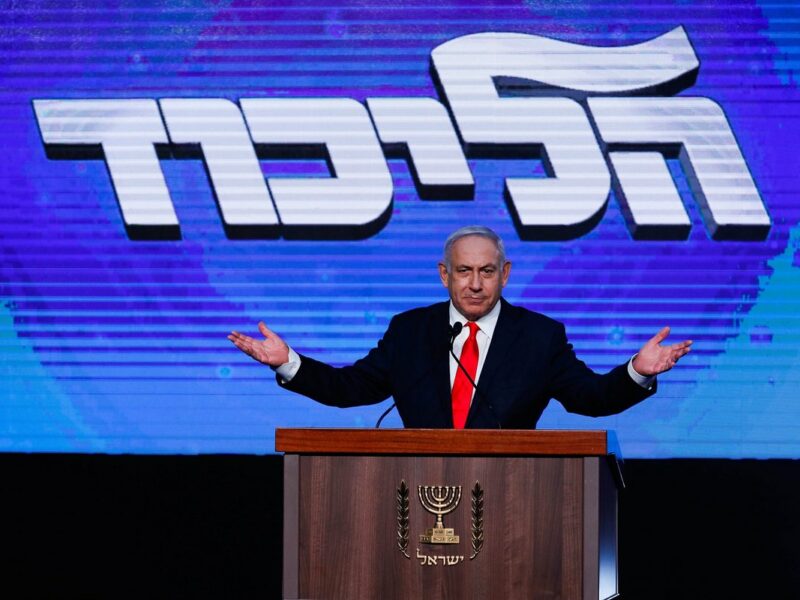 Israeli Prime Minister Benjamin Netanyahu addresses supporters on election night at Likud Party headquarters in Jerusalem, March 23, 2021. Photo by Olivier Fitoussi/Flash90.