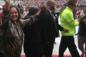 Patricia de Lille at the Nelson Mandela memorial concert, CT 2013.