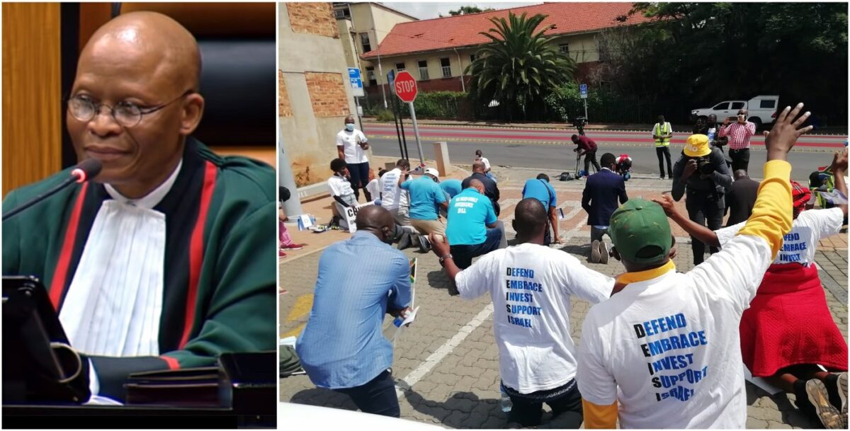 Chief Justice Mogoeng Mogoeng, commons; DEISI & ACDP supporters picket outside Constitutional Court in support of Chief Justice Mogoeng, Human Rights Day 2021, source: ACDP.