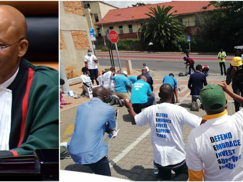 Chief Justice Mogoeng Mogoeng, commons; DEISI & ACDP supporters picket outside Constitutional Court in support of Chief Justice Mogoeng, Human Rights Day 2021, source: ACDP.