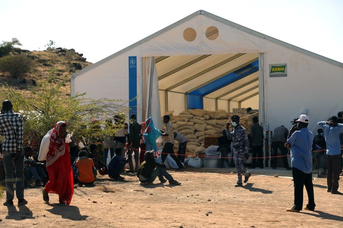 Warehouse for flour preservation and distribution to refugees, Ethiopia. Mohammed Abu Obaid/EPA-EFE.