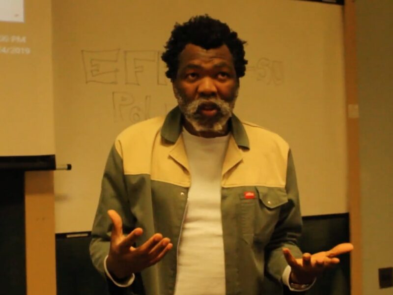 Lwazi Lushaba gives political lecture for Economic Freedom Fighters Student Command (EFFSC) Stellenbosch University, Oct 2019. Source: Lecture screenshot.