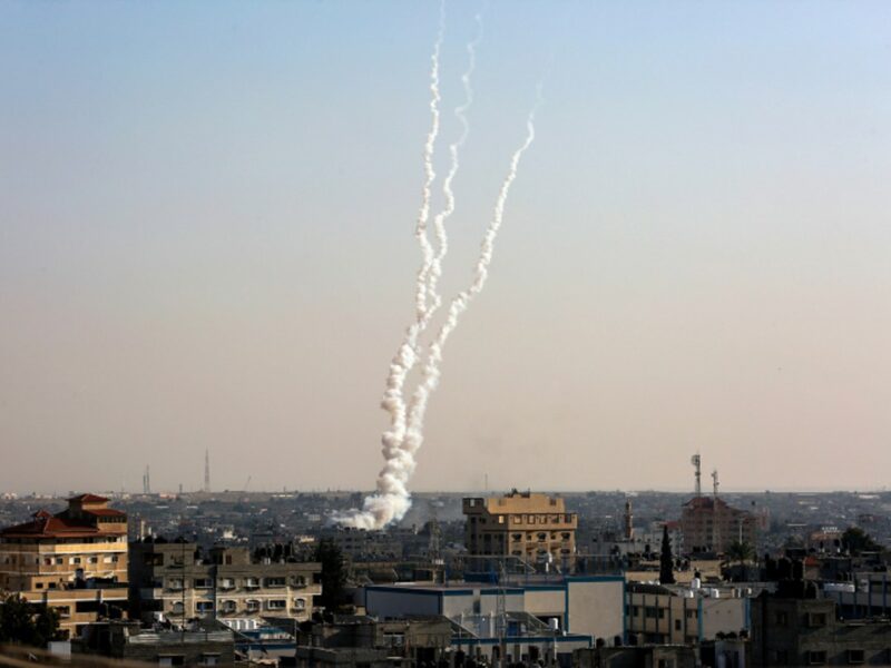 Rockets fired from Gaza into Israel Nov 2019, Photo by Abed Rahim Khatib/Flash90.