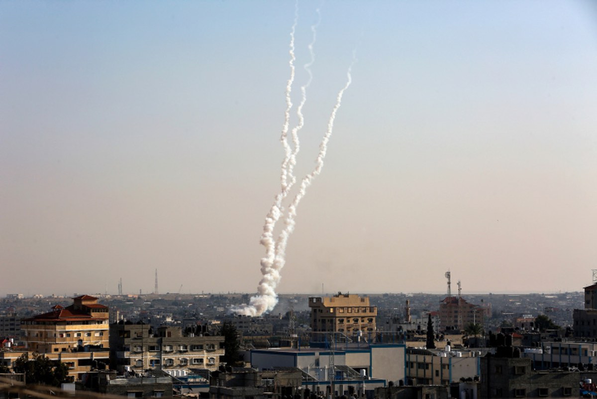 Rockets fired from Gaza into Israel Nov 2019, Photo by Abed Rahim Khatib/Flash90.