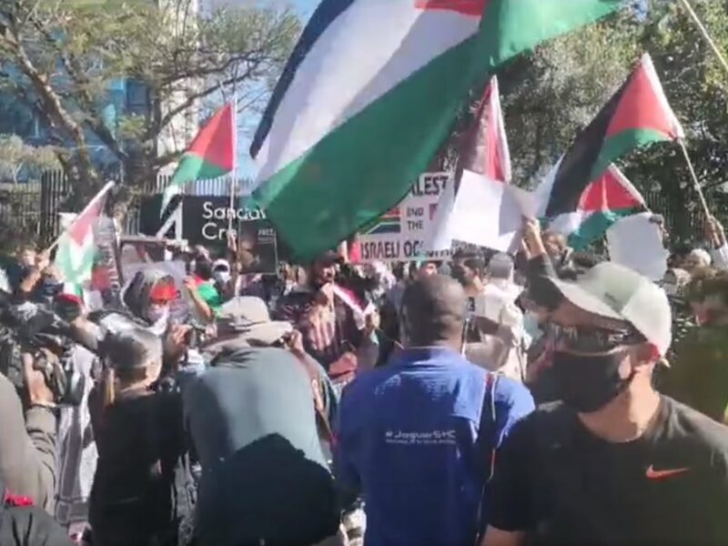 Anti-Israel demonstration in Sandton, Johannesburg, 11 May 2021. Screenshot.