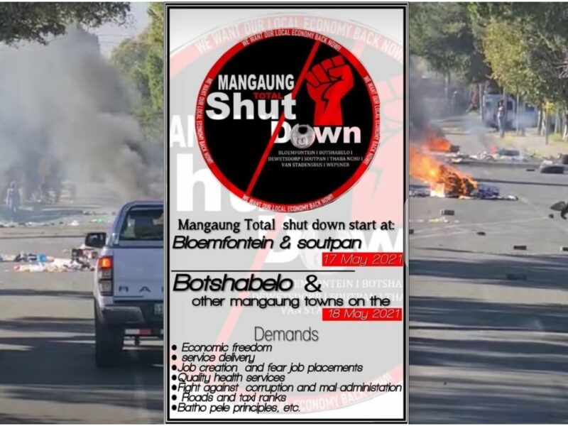 Service delivery protests, Bloemfontein, South Africa. Courtesy.
