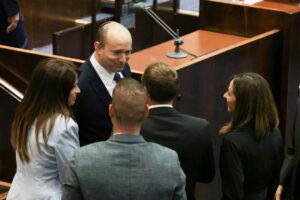 Israeli Prime Minister Naftali Bennett at the swearing-in ceremony of the new government at the Knesset, June 13, 2021. Photo by Olivier Fitoussi/Flash90.