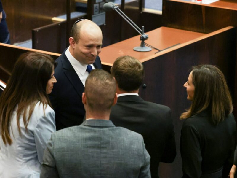 Israeli Prime Minister Naftali Bennett at the swearing-in ceremony of the new government at the Knesset, June 13, 2021. Photo by Olivier Fitoussi/Flash90.