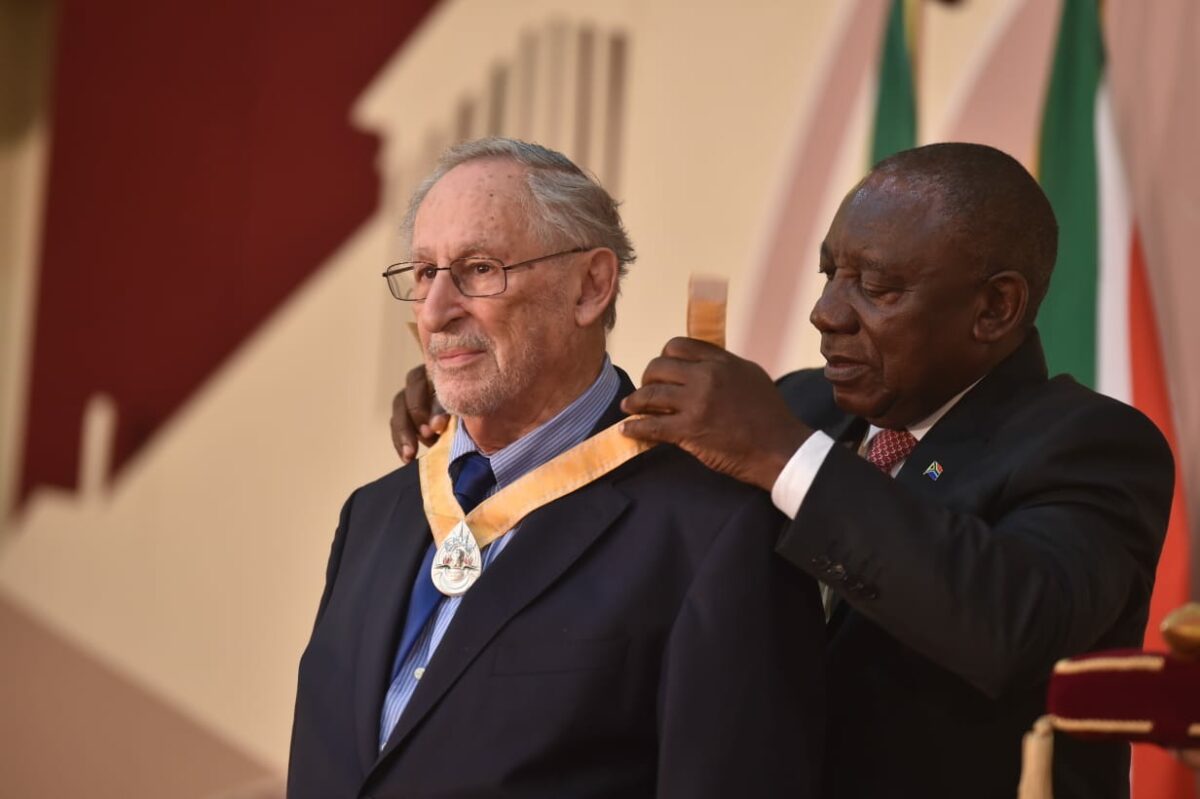 Mr Benjamin Pogrund, Recipient of the Order of Ikhamanga awarded for his excellent contribution to the field of journalism and scholarship on the liberation struggle. GovZa Twitter.