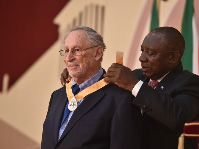 Mr Benjamin Pogrund, Recipient of the Order of Ikhamanga awarded for his excellent contribution to the field of journalism and scholarship on the liberation struggle. GovZa Twitter.