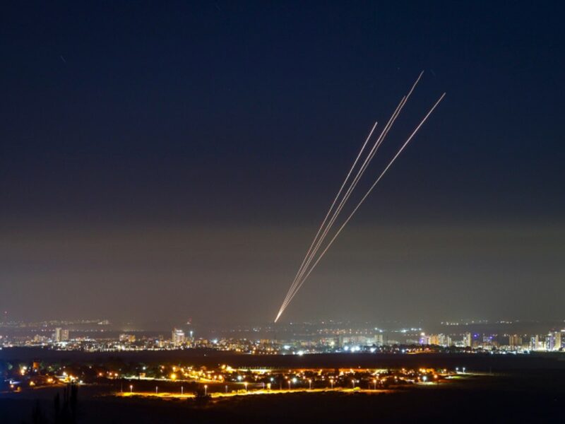 Rockets fired at Israel by Hamas in the Gaza Strip, May 18, 2021. Photo by Nati Shohat/Flash90.