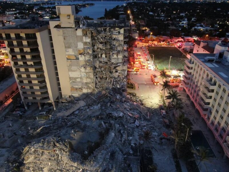 A view of the rubble after a 12-story condominium in Surfside, Florida, partially collapses, on June 24, 2021. Source: Miami-Dade Fire Rescue/Twitter.