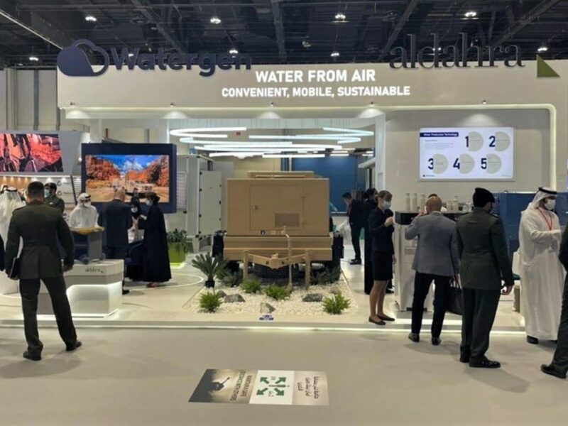 An agreement was signed in Abu Dhabi to launch a joint Israeli-Emirati water research program as part of a collaboration between the Israeli Watergen company and Baynunah, a sister company of Al Dahra Group, an Emirati agriculture group that specializes in food security, May 2021. Credit: Watergen.