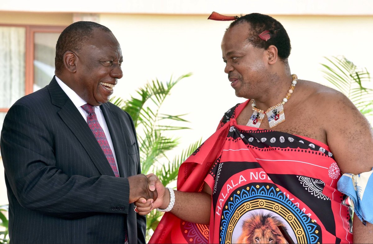 President Cyril Ramaphosa received by His Majesty King Mswati III during a working visit to the Kingdom of Eswatini, 3 March 2019. [Photo: GCIS]