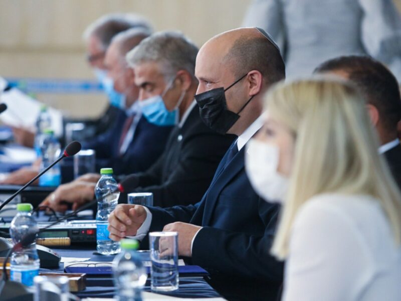 Israeli Prime Minister Naftali Bennett attends a cabinet meeting at the Foreign MInistry in Jerusalem on July 25, 2021. Photo by Marc Israel Sellem/POOL.