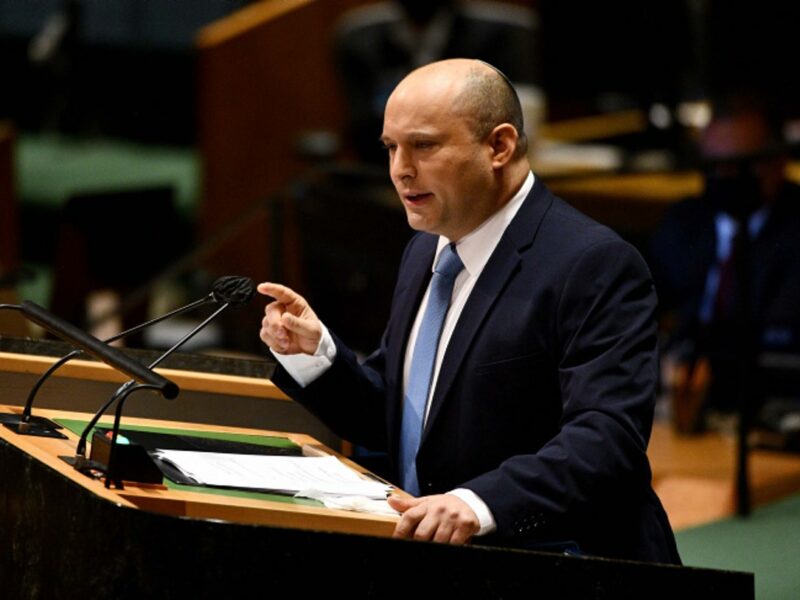 Israeli Prime Minister Naftali Bennett addresses the U.N. General Assembly in New York City on Sept. 27, 2021. Photo by Avi Ohayon/GPO.