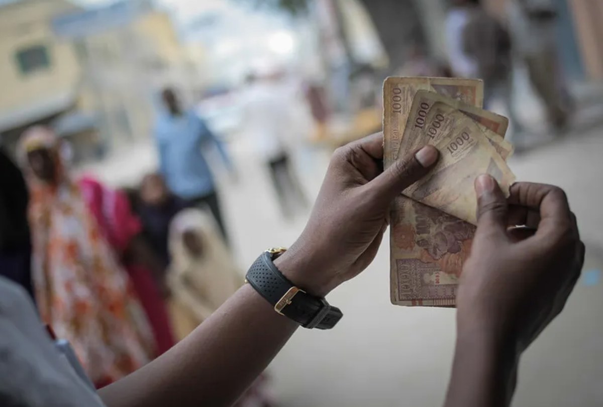 A person counts Somali shilling notes. AMISOM Public Information/Flickr