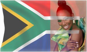 Miss SA Lalela Mswane, source: Facebook. SA Flag, Pixabay.