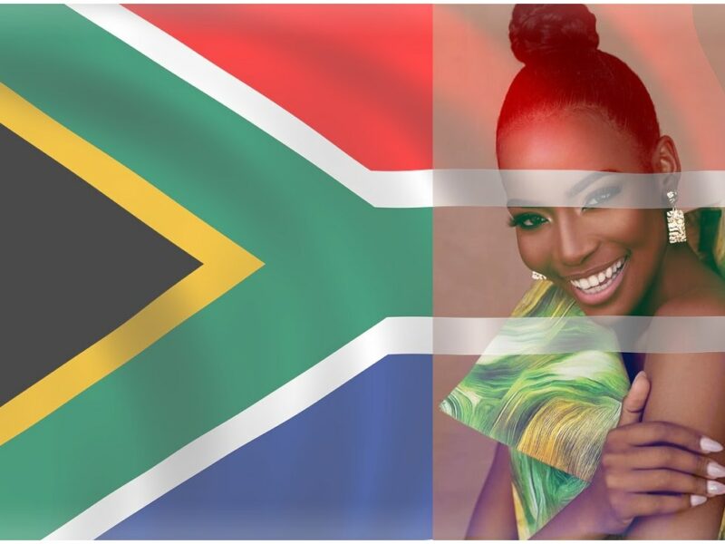 Miss SA Lalela Mswane, source: Facebook. SA Flag, Pixabay.