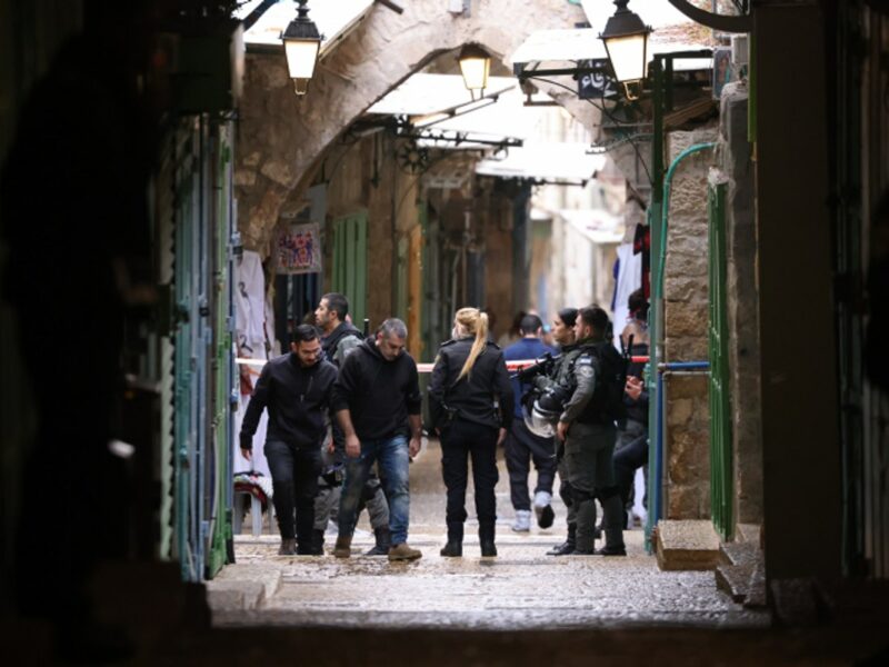 The scene of a terror attack in Jerusalem's Old City, Nov. 21, 2021. Photo by Yonatan Sindel/Flash90.