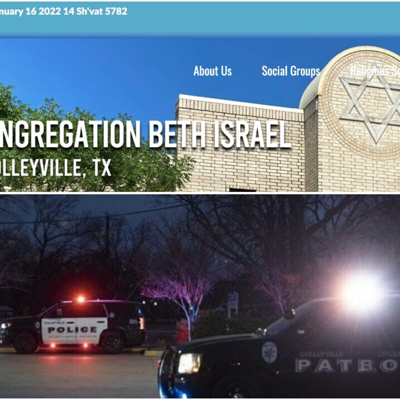 Congregation Beth Israel website; Screenshot. Four congregants at Congregation Beth Israel, a Reform synagogue in Colleyville, Texas, were released on Saturday night after being held hostage for about 12 hours, Jan. 15, 2022. Source: Screenshot.