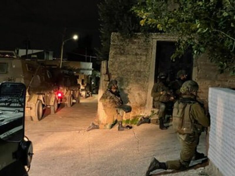 Israeli forces during an operation in Silat al-Harithiya, some six miles northwest of Jenin in northern Samaria, on Dec. 19, 2021. Source: Israel Defense Forces.