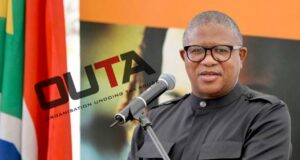 South African Transport Minister Fikile Mbalula, Source: Twitter. OUTA Logo, Source: OUTA.