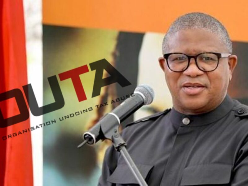 South African Transport Minister Fikile Mbalula, Source: Twitter. OUTA Logo, Source: OUTA.