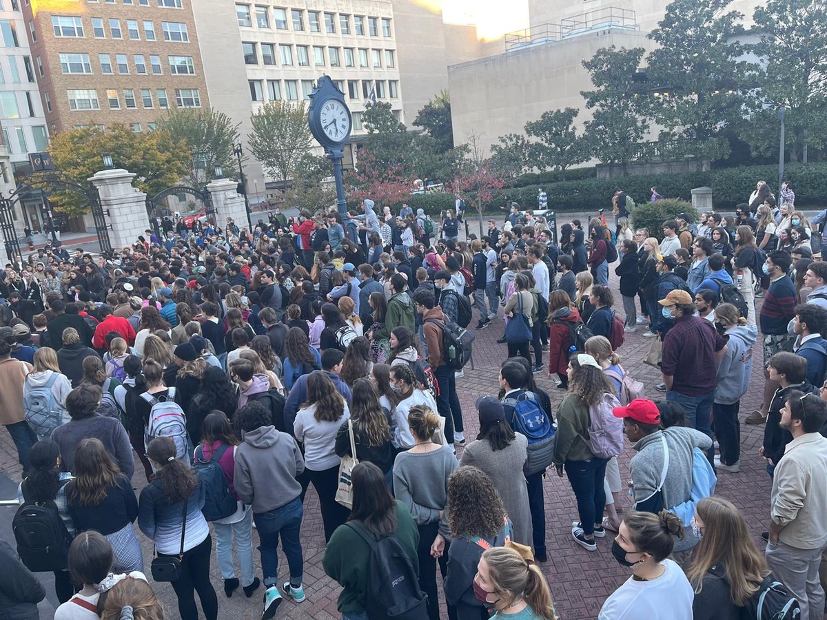 Students march against anti-Semitism at George Washington University, Nov. 2, 2021. Source: American Jewish Committee/Twitter.