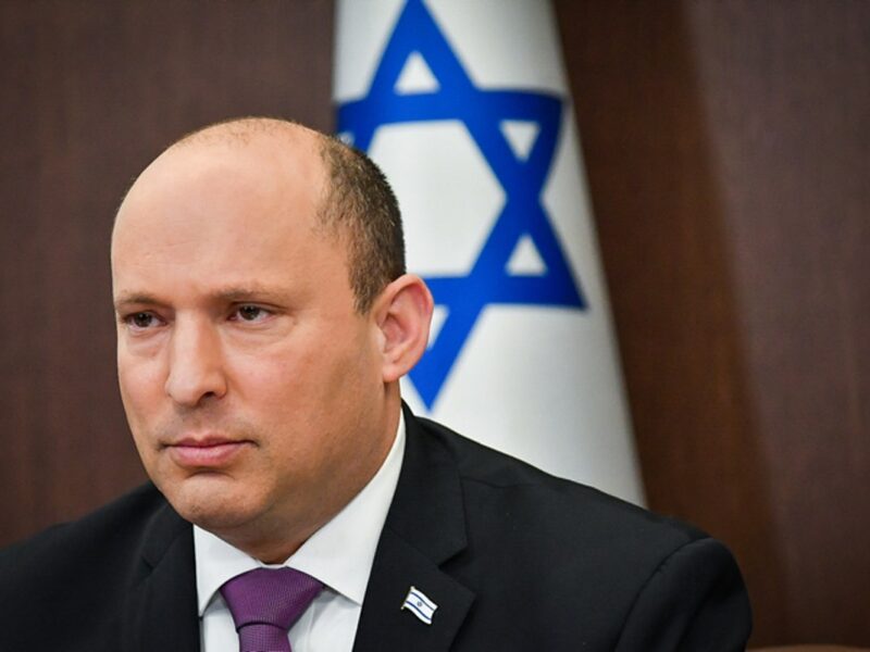 Israeli Prime Minister Naftali Bennett leads a Cabinet meeting at the Prime Minister's Office in Jerusalem on Feb. 27, 2022. Photo by Yoav Ari Dudkevitch/POOL.