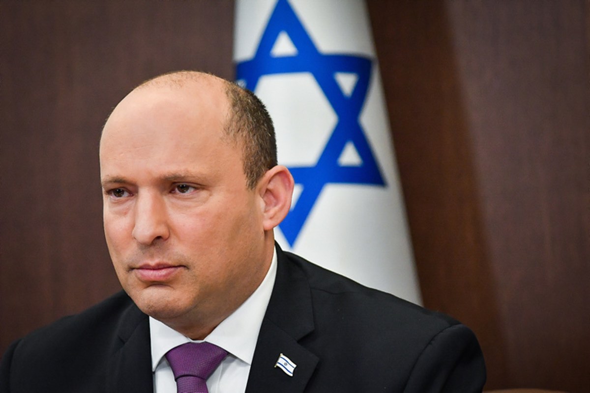 Israeli Prime Minister Naftali Bennett leads a Cabinet meeting at the Prime Minister's Office in Jerusalem on Feb. 27, 2022. Photo by Yoav Ari Dudkevitch/POOL.