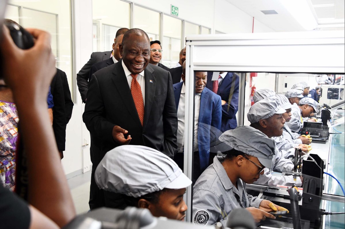 President Cyril Ramaphosa during a walk-about at the launch of launch of the Mara Phone Manufacturing Plant in Durban, 17 October 2019. Source: South African Government.
