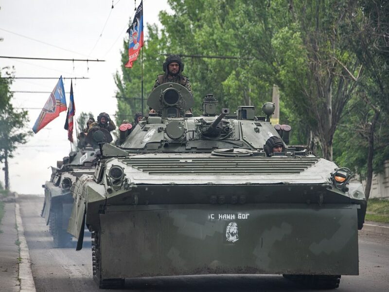 A Russia-backed rebel convoy near Donetsk, eastern Ukraine, May 30, 2015. Credit: Mstyslav Chernov, commons.