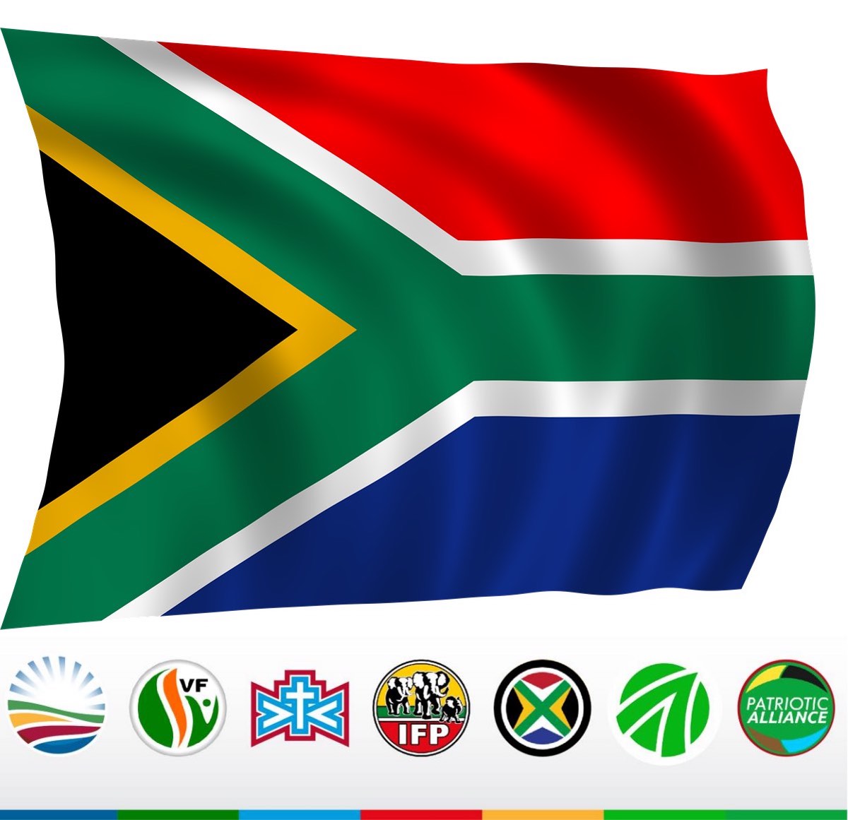 South African flag, pixabay, commons; Political parties of the multi-party coalition