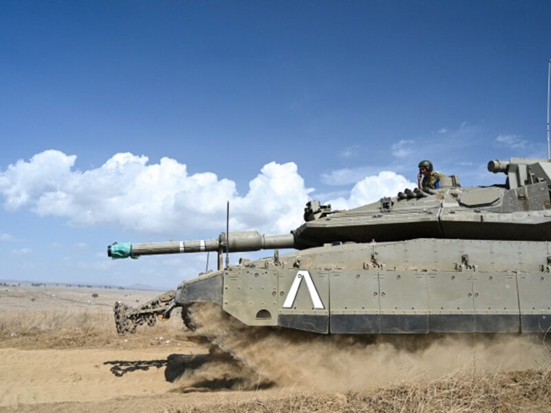 An Israeli tank near the Syrian border in the northern Golan Heights, Oct. 17, 2021. Photo by Michael Giladi/Flash90.