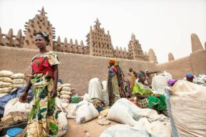 The Djenne market in Mali. Affordable food and safe markets are important for food security. Anthony Pappone/ Contributor