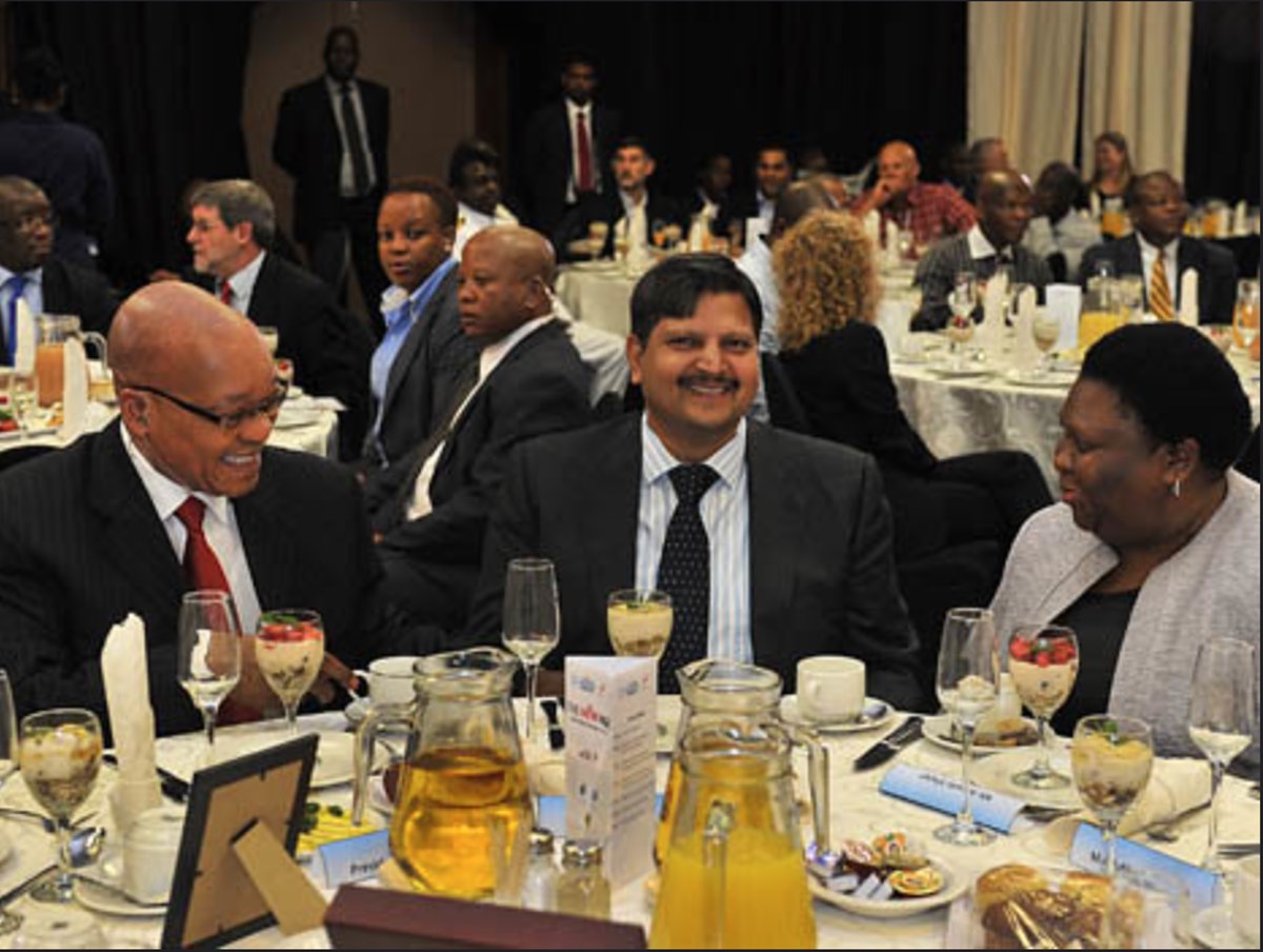 At The New Age and SABC Business briefing, 16 March 2012: Then President Jacob Zuma, Atul Gupta and then Eastern Cape Premier Noxolo Kieviet, in Port Elizabeth. Source: GovZA Flickr.