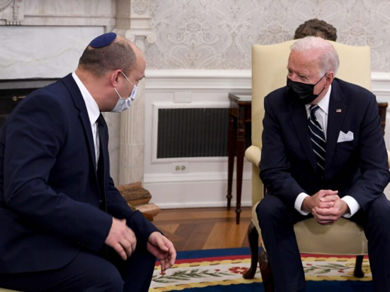 U.S. President Joe Biden meets with Israeli Prime Minister Naftali Bennett at the White House in Washington, D.C., Aug. 27, 2021. Photo by Avi Ohayon/GPO.