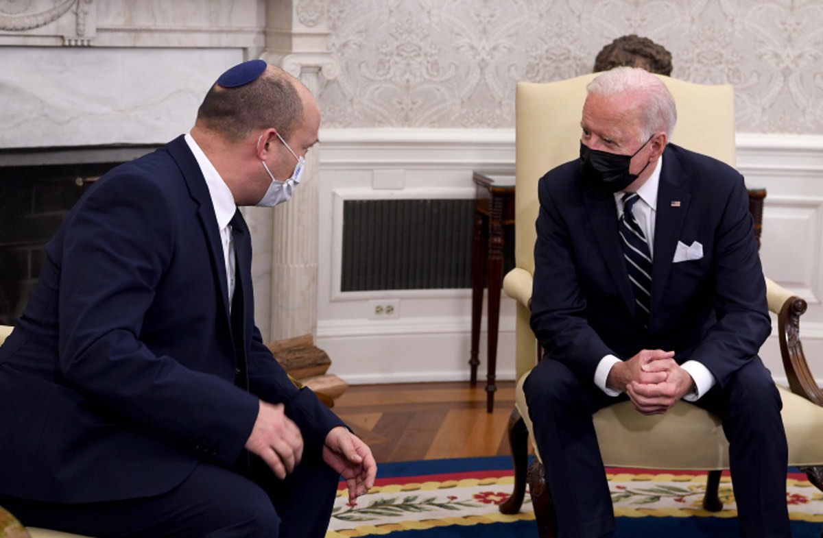 U.S. President Joe Biden meets with Israeli Prime Minister Naftali Bennett at the White House in Washington, D.C., Aug. 27, 2021. Photo by Avi Ohayon/GPO.