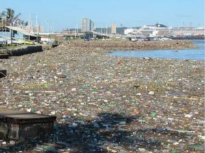 Household waste in the Port of Durban after the 2019 floods. Photo courtesy of Douw Steyn, Plastic SA