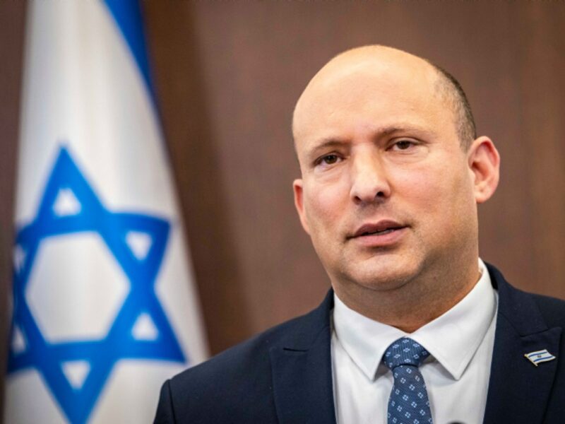 Israeli Prime Minister Naftali Bennett leads a Cabinet meeting at the Prime Minister's Office in Jerusalem on May 8, 2022. Photo by Olivier Fitoussi/Flash90