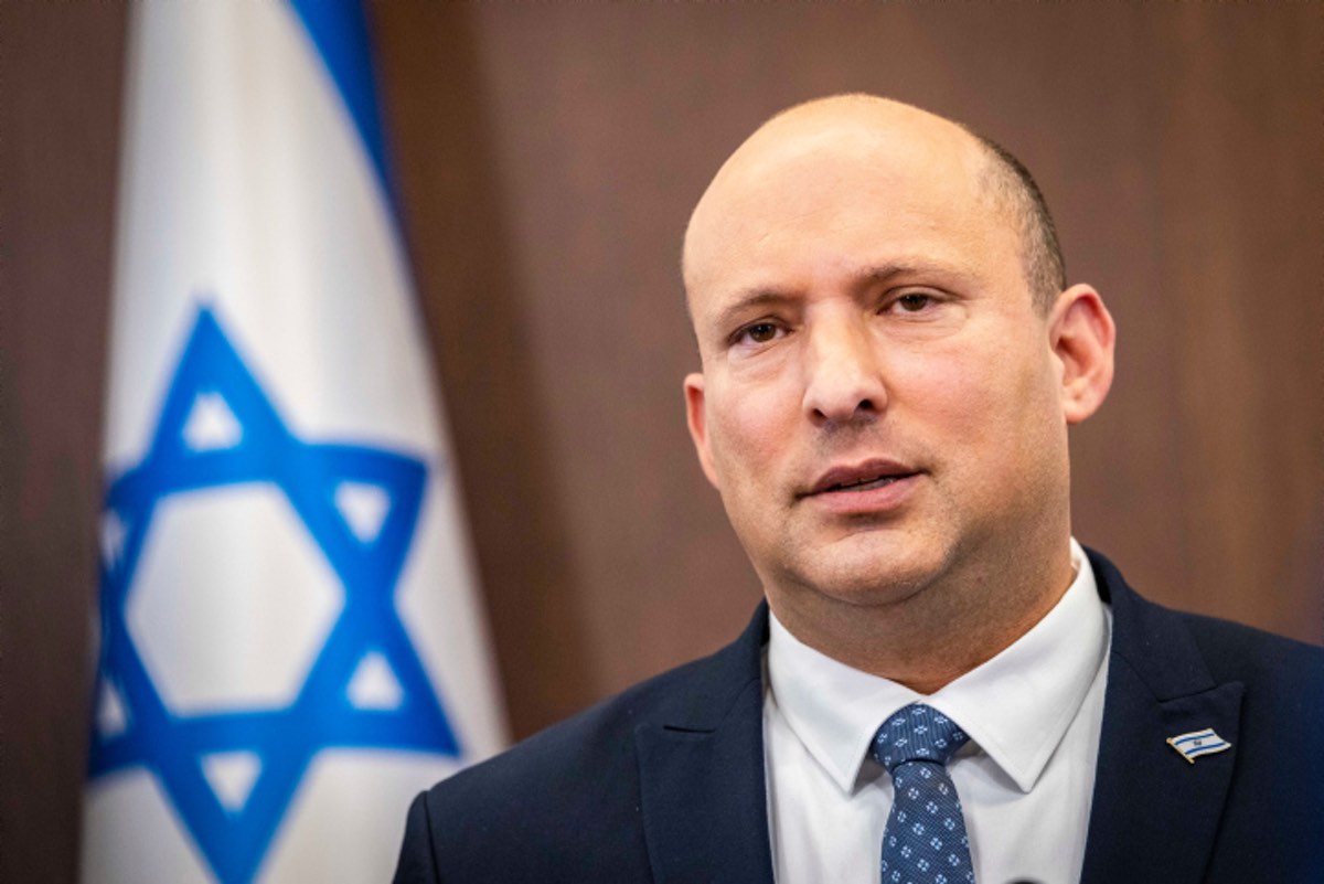 Israeli Prime Minister Naftali Bennett leads a Cabinet meeting at the Prime Minister's Office in Jerusalem on May 8, 2022. Photo by Olivier Fitoussi/Flash90