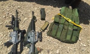 Firearms seized by the Israel Defense Forces during a counter-terrorism raid in May 2022. Credit: IDF Spokesperson's Unit.