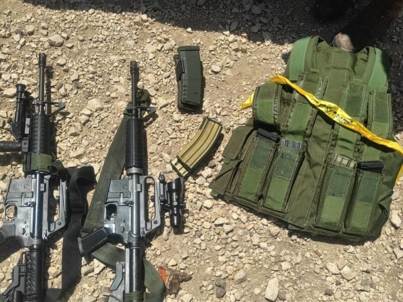 Firearms seized by the Israel Defense Forces during a counter-terrorism raid in May 2022. Credit: IDF Spokesperson's Unit.