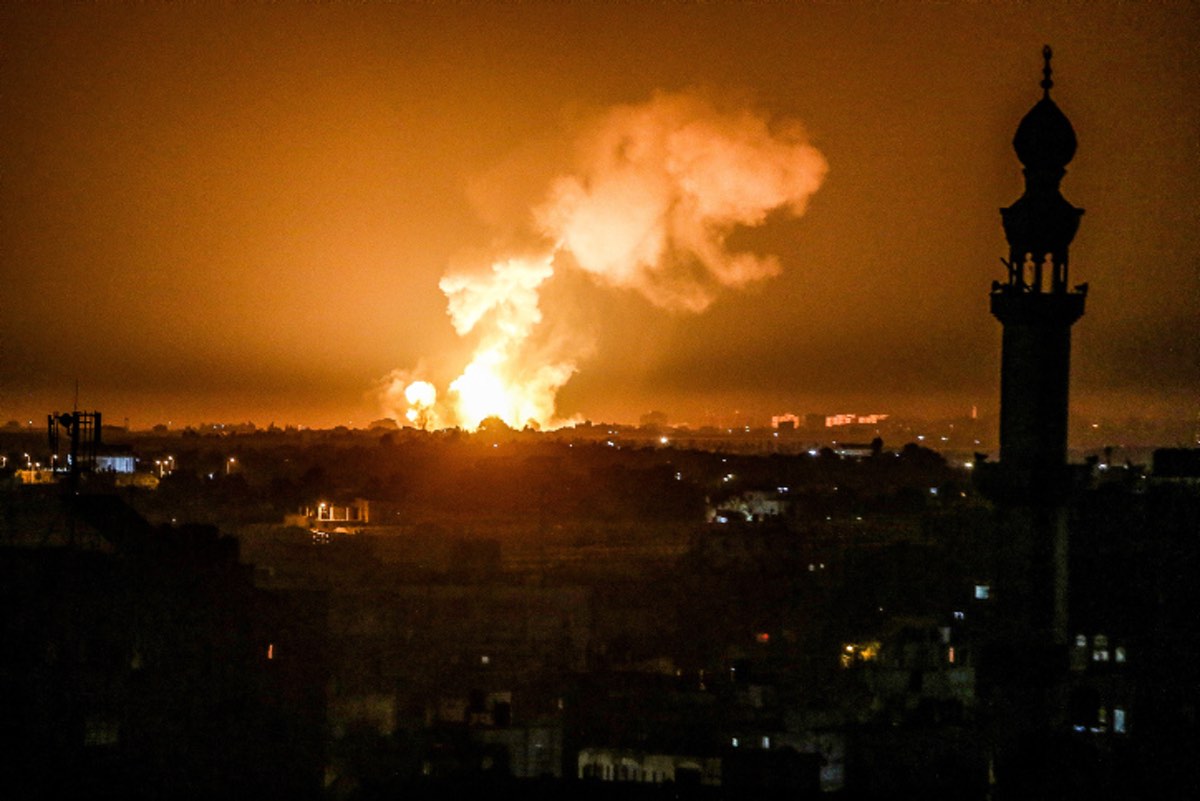 An Israeli airstrike in Khan Yunis, in the southern Gaza Strip, on Jan. 2, 2022. Photo by Abed Rahim Khatib/Flash90.