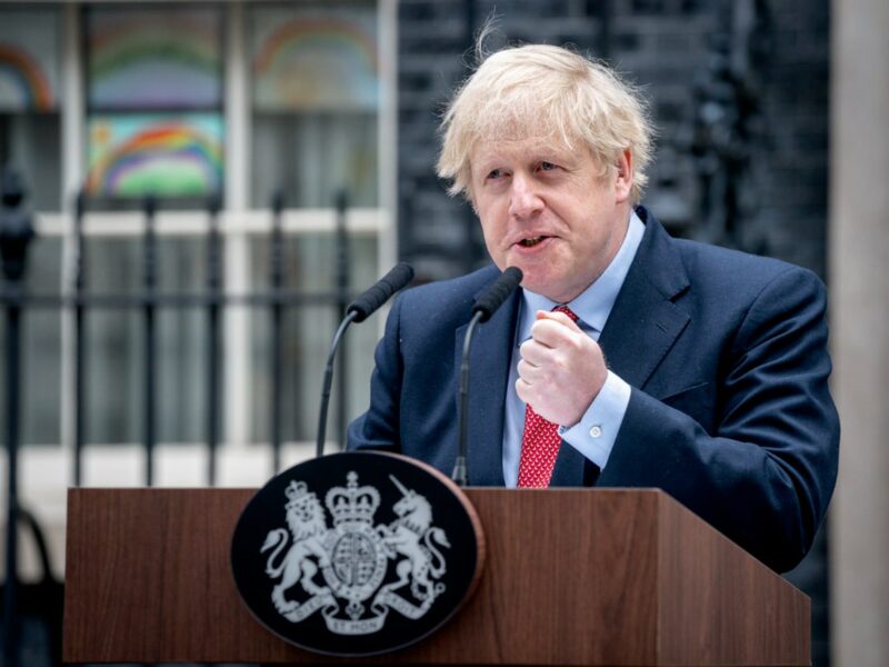 Boris Johnson Returning to No 10 Downing Street on 27-04-2020, London, United Kingdom, following recovering from Coronavirus at Chequers. Picture by Pippa Fowles / No 10 Downing Street. https://creativecommons.org/licenses/by-nc-nd/2.0/